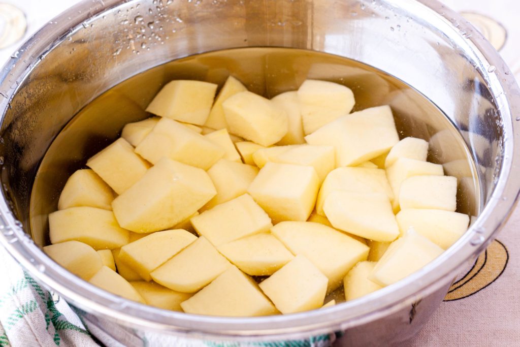 Rinsed uncooked potato cubes